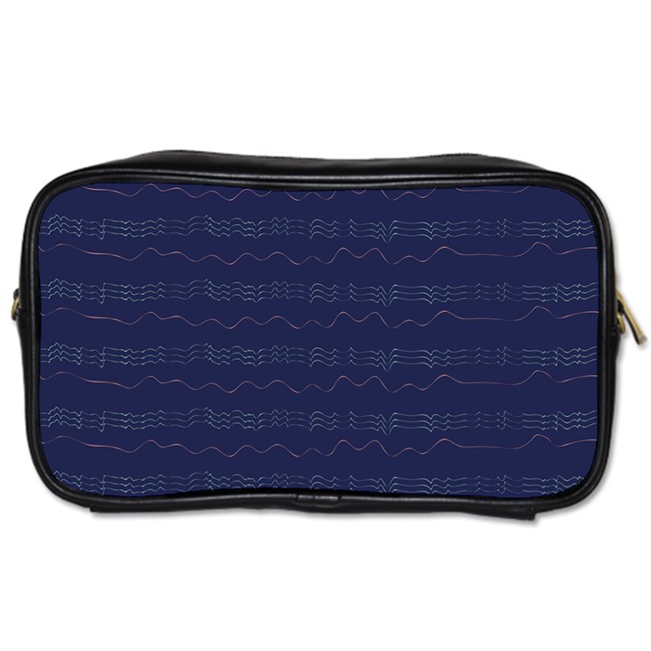 Summers Night Wave Chevron Blue Toiletries Bags 2-Side