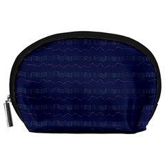 Summers Night Wave Chevron Blue Accessory Pouches (large)  by Alisyart