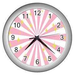 Star Pink Hole Hurak Wall Clocks (silver) 