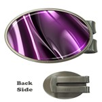 Purple Fractal Mathematics Abstract Money Clips (Oval)  Front