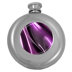 Purple Fractal Mathematics Abstract Round Hip Flask (5 Oz) by Amaryn4rt