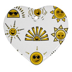 Sun Expression Smile Face Yellow Ornament (heart) by Alisyart