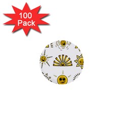 Sun Expression Smile Face Yellow 1  Mini Buttons (100 Pack) 