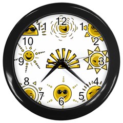 Sun Expression Smile Face Yellow Wall Clocks (black) by Alisyart