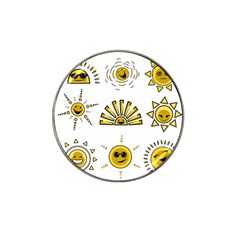Sun Expression Smile Face Yellow Hat Clip Ball Marker (4 Pack)
