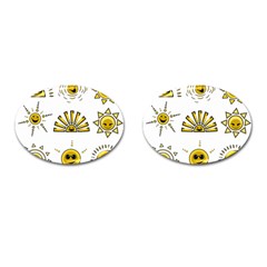 Sun Expression Smile Face Yellow Cufflinks (oval) by Alisyart