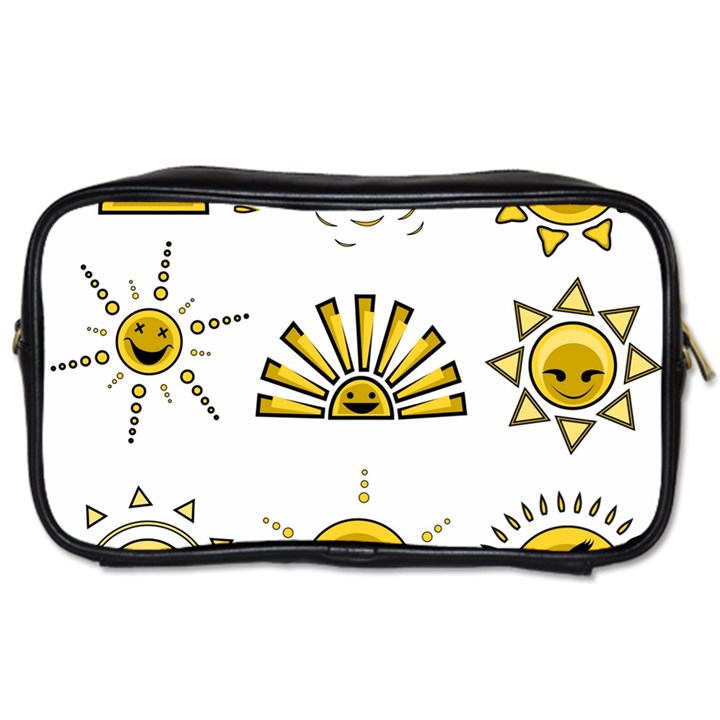 Sun Expression Smile Face Yellow Toiletries Bags