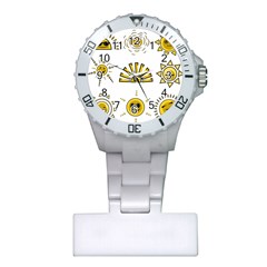 Sun Expression Smile Face Yellow Plastic Nurses Watch