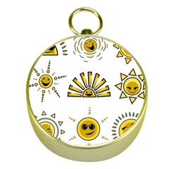 Sun Expression Smile Face Yellow Gold Compasses