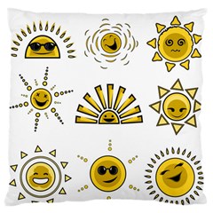 Sun Expression Smile Face Yellow Large Flano Cushion Case (one Side) by Alisyart