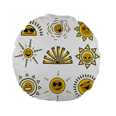 Sun Expression Smile Face Yellow Standard 15  Premium Flano Round Cushions by Alisyart