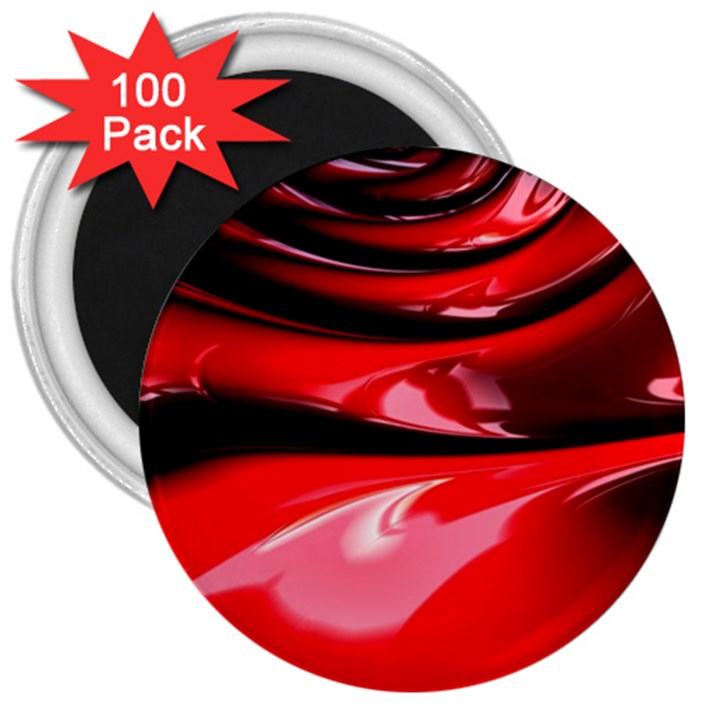 Red Fractal Mathematics Abstract 3  Magnets (100 pack)