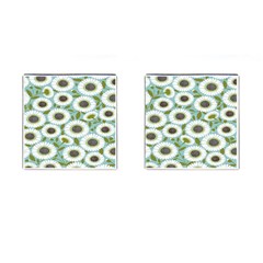 Sunflower Flower Floral Cufflinks (square)