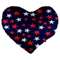 Star Red White Blue Sky Space Large 19  Premium Flano Heart Shape Cushions by Alisyart