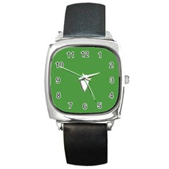 The Dude Beard White Green Square Metal Watch