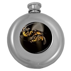 Fractal Mathematics Abstract Round Hip Flask (5 Oz) by Amaryn4rt