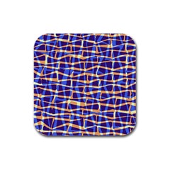 Surface Pattern Net Chevron Brown Blue Plaid Rubber Square Coaster (4 Pack)  by Alisyart