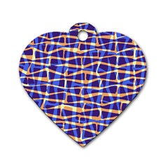 Surface Pattern Net Chevron Brown Blue Plaid Dog Tag Heart (two Sides)