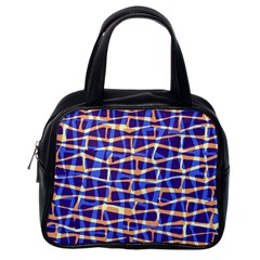Surface Pattern Net Chevron Brown Blue Plaid Classic Handbags (one Side)