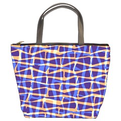 Surface Pattern Net Chevron Brown Blue Plaid Bucket Bags by Alisyart