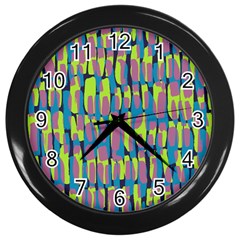 Surface Pattern Green Wall Clocks (black) by Alisyart
