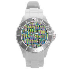 Surface Pattern Green Round Plastic Sport Watch (l)