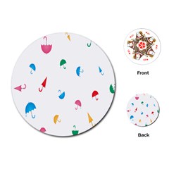 Umbrella Green Orange Red Blue Pink Water Rain Playing Cards (round) 