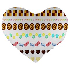 Sunflower Plaid Candy Star Cocolate Love Heart Large 19  Premium Flano Heart Shape Cushions