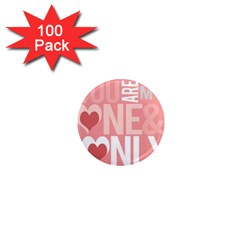 Valentines Day One Only Pink Heart 1  Mini Magnets (100 Pack)  by Alisyart