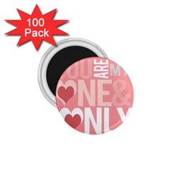 Valentines Day One Only Pink Heart 1 75  Magnets (100 Pack)  by Alisyart