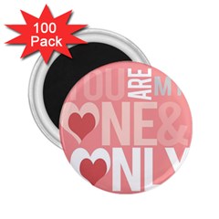 Valentines Day One Only Pink Heart 2 25  Magnets (100 Pack) 