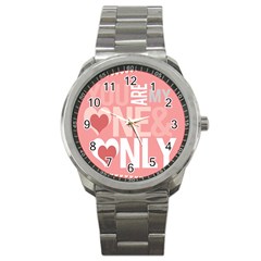 Valentines Day One Only Pink Heart Sport Metal Watch by Alisyart