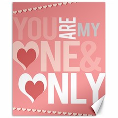 Valentines Day One Only Pink Heart Canvas 16  X 20  
