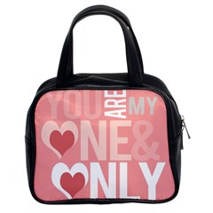 Valentines Day One Only Pink Heart Classic Handbags (2 Sides)