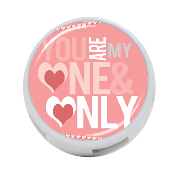 Valentines Day One Only Pink Heart 4-Port USB Hub (Two Sides) 