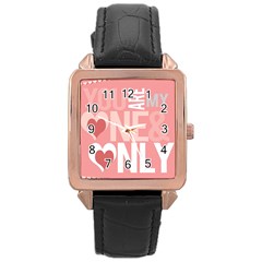 Valentines Day One Only Pink Heart Rose Gold Leather Watch  by Alisyart