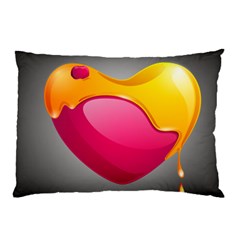 Valentine Heart Having Transparency Effect Pink Yellow Pillow Case