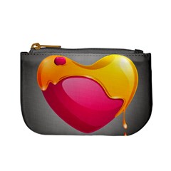 Valentine Heart Having Transparency Effect Pink Yellow Mini Coin Purses