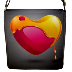 Valentine Heart Having Transparency Effect Pink Yellow Flap Messenger Bag (s)