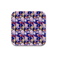 Season Flower Arrangements Purple Rubber Square Coaster (4 Pack) 