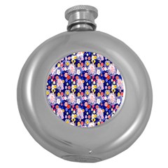 Season Flower Arrangements Purple Round Hip Flask (5 Oz)