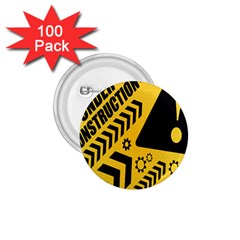 Under Construction Line Maintenen Progres Yellow Sign 1 75  Buttons (100 Pack) 