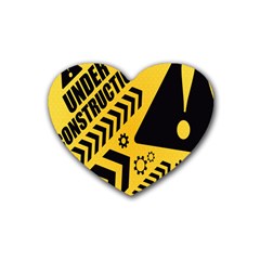 Under Construction Line Maintenen Progres Yellow Sign Rubber Coaster (heart)  by Alisyart