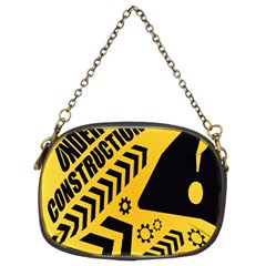 Under Construction Line Maintenen Progres Yellow Sign Chain Purses (two Sides) 