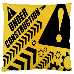 Under Construction Line Maintenen Progres Yellow Sign Large Flano Cushion Case (two Sides)