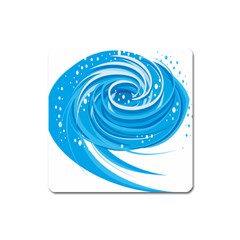 Water Round Blue Square Magnet