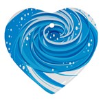 Water Round Blue Heart Ornament (Two Sides) Front