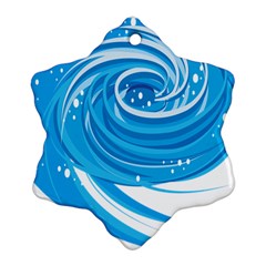 Water Round Blue Snowflake Ornament (two Sides)