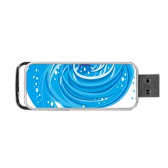 Water Round Blue Portable Usb Flash (one Side)