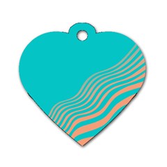 Water Waves Blue Orange Dog Tag Heart (two Sides)